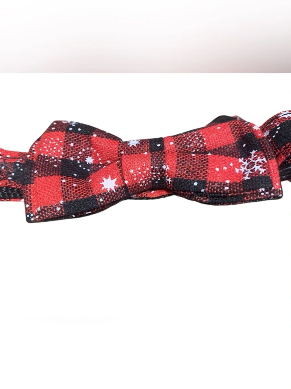 Plaid Bow Dog Collar with Snowflake Accent